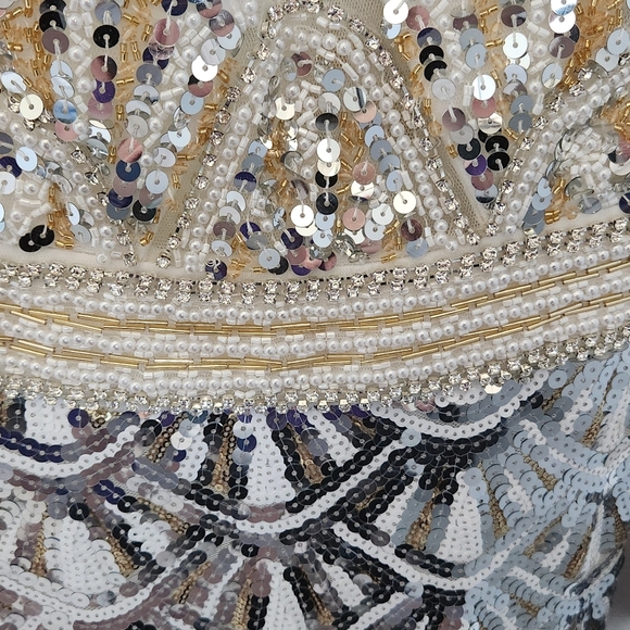 Lucci Lu Evening dress size 2, style 8043 silver and gold sequins - Picture 5 of 6